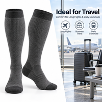 Chaussettes de compression en laine mérinos personnalisées 15-20 mmHg, hauteur genou, pour voyage, fabricant OEM sous marque privée