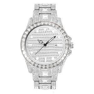 Reloj de Pulsera de Cuarzo para Hombre, Diseño Moderno y Elegante, Chapado en Oro y Plata, con Diamantes de Laboratorio en Forma de Baguette, Estilo Arcoíris - Product Image 2