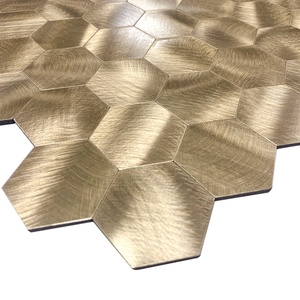 Mosaïque hexagonale autocollante en aluminium couleur bronze pour crédence - Product Image 2