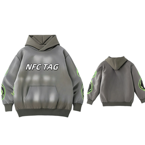 Sudadera con Etiqueta NFC para Hombre, Color Gris Verde, Ropa Deportiva, Sudadera de Algodón, Estilo Hip Hop, Lista para Escanear NFC, Envío Rápido - Product Image 1