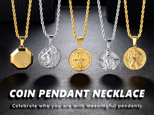 Perhiasan Pria cantik singa antik ST. CHRISTOPHER kompas anak-anak perhiasan mode kuno penjualan laris liontin koin Yesus Romawi - Product Image 5