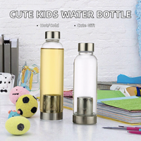Bouteille d'eau en verre moderne et mignonne pour enfants, 500 ml, avec infuseur à thé et couvercle, pour usage domestique, unisexe, cadeau d'affaires