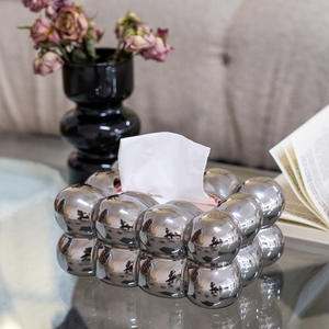 Caja de pañuelos de cerámica color leche, organizador de almacenamiento de escritorio de tipo rectangular para sala de estar, baño, diseño de alto valor - Product Image 1