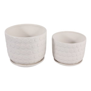 Vasi in gres effetto bolle con sottovaso per decorazioni interne ed esterne, uso domestico e da giardino - Product Image 5
