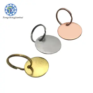 Custom Made Polishded Stainless Steel Copper Brass Blank Or Your Own Design Key Metal Tag With Ring