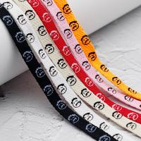 Coolstring coloré 8mm lacets plats paire monocouche imprimé drôle visage vieil homme Graffiti dessin animé motif créatif Polyester