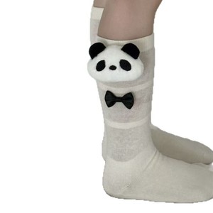 Panda Mid Calf <b>Socks</b> Sweat Absorbent Breathable Odor Resistant Gray White <b>Black</b> Youth Casual Crew <b>Sock</b> Summer JK Style - Product Image 4