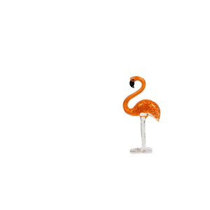 Figurine de flamant rose en verre soufflé à la main, couleur orange, thème animal, pièce d'art décorative, réalisée avec la technique du verre soufflé - Product Image 1