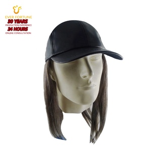 Gorra <span class=keywords><strong>de</strong></span> Béisbol <span class=keywords><strong>de</strong></span> Cuero PU <span class=keywords><strong>de</strong></span> Alta Calidad, Ajustable, Unisex, al por Mayor, con Peluca Negra y Roja, <span class=keywords><strong>Pelucas</strong></span> <span class=keywords><strong>de</strong></span> Color Personalizado para Mujer, OEM, Barata - Product Image 3