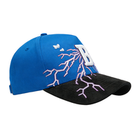 Casquette de baseball en daim personnalisée de haute qualité à 5 panneaux avec broderie 3D Lightning, accessoires Barbas G5