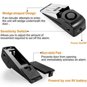 Alarma Antirrobo para Puerta, Tope de Puerta con Alarma de Seguridad de 120 dB, Tope de Puerta en Forma de Cuña para Viajes, Apartamentos, Casas - Product Image 2