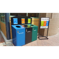 Poubelle moderne à 4 compartiments Poubelle de recyclage pour l'extérieur Poubelle en acier galvanisé Poubelle de classification à toit ouvert