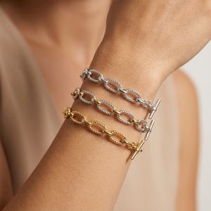 Pulsera de Plata 925 con Baño de Oro y Dijes Pequeños en Forma de X de <span class=keywords><strong>David</strong></span> Yarmans, Joyería de Latón con Baño de Plata y Oro, Pulseras de Moda - Product Image 2
