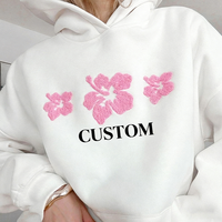 Hoodie Bordir Bunga Kustom Wanita Oversized Fleece Lembut Pullover Streetwear Fashion Sweatshirt Grosir Pabrik OEM