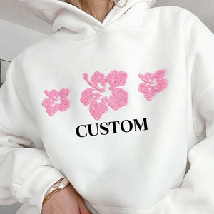 Sudaderas con Capucha Bordadas con Flores Personalizadas para Mujer, Sudaderas Extra Grandes de Felpa Suave, Ropa Urbana de Moda, Venta al por Mayor de Fábrica - Product Image 3