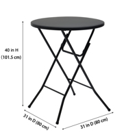 Table pliante ronde haute noire de 31 pouces pour cocktails