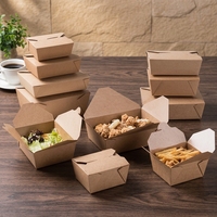 Boîte en papier kraft personnalisée en gros, conteneur d'emballage alimentaire jetable et écologique pour la restauration à emporter