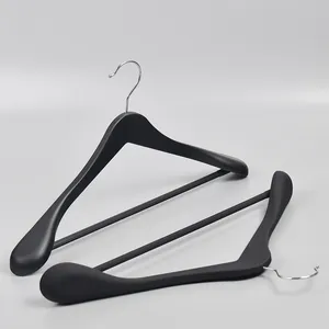 Factory Outlet Rubber Covered Black Plastic Suit Coat Hanger For Cloths Plastic Hangers