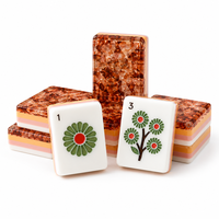 Jeu de Mahjong Américain Professionnel en Acrylique 4 Couches de Luxe 160 Tuiles, Style Marbre Gravé, Personnalisé Cristal Rouge, Vente en Gros
