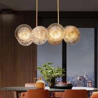 Lustre en verre long et moderne BGST, style contemporain, pour îlot de cuisine, salle à manger, bar, lampe suspendue créative et originale