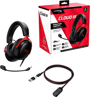 Audífonos Hyper Cloud 3 para PC, con Cable, para Música y Videojuegos, Cancelación Activa de Ruido, Resistentes al Agua IPX-3, Micrófonos para Deportes y Viajes, AAC