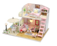 Hongda M033 rose Loft maison de poupée en bois bricolage maison de poupée 3D Kit de maison de poupée miniature avec lumière