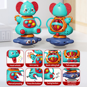 Juguete Educativo Multifuncional <span class=keywords><strong>con</strong></span> Ventosa Giratoria, Sonajero Interactivo para Bebés <span class=keywords><strong>con</strong></span> Forma <span class=keywords><strong>de</strong></span> Elefante y Jirafa - Product Image 3