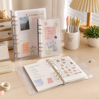 Vente en gros de couvertures de carnet personnalisables en PVC transparent A5 à 6 anneaux, surface brillante/mate/givrée, pour journalisation DIY