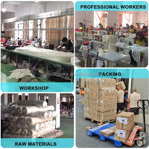 Cortinas de techo lisas personalizadas LEDA con cinta de flores artificiales y cuentas para decoración de techos de boda, empaquetadas en cajas. - Product Image 4