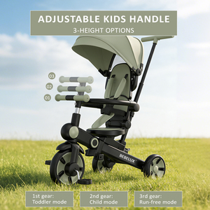 <span class=keywords><strong>Tricycle</strong></span> pour bébés et enfants de 1 à 6 ans, multifonctionnel, avec dossier inclinable, rotation, pliable, <span class=keywords><strong>9</strong></span> en 1, 3 roues, pédales et pare-soleil - Product Image 3