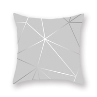 Housse de coussin YINUAN moderne gris argenté à motifs géométriques et rayures, taie d'oreiller décorative pour canapé