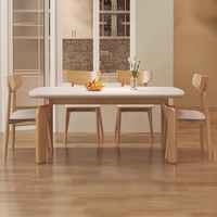 Meubles de salle à manger design moderne d'usine Mobilier de chambre Table à manger en marbre Ensemble de chaises de luxe avec Bsae en bois massif