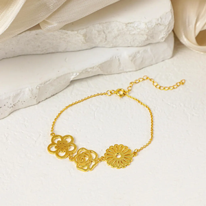 Bracelet en acier inoxydable avec pierre de <span class=keywords><strong>naissance</strong></span> personnalisée, étanche, avec charme floral vintage, pierre CZ, sans rouille - Product Image 5