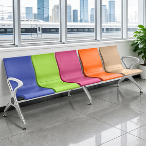 Silla de espera de tres plazas Tsuneyuki H3016 de metal con pasamanos para aeropuerto, estación de tren, banco, uso médico y público - Product Image 2