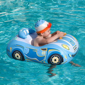 Flotador inflable para asiento de coche Swimbobo para niños con volante, diseño de dibujos animados azul 03 - Product Image 1