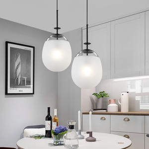 Lustre de restaurant en verre espagnol, style nordique minimaliste postmoderne, suspension en fer forgé à tête unique - Product Image 2