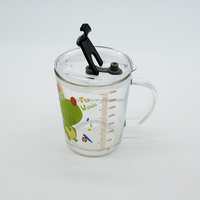 Gobelet en verre réutilisable imprimé de 400 ml avec couvercle en plastique à rabat pour café glacé, jus et boissons
