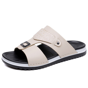 Sandales à enfiler en PU pour hommes, à bout ouvert, semelle extérieure en caoutchouc antidérapante, pour le travail et la conduite, chaussures d'été décontractées pour la plage - Product Image 2