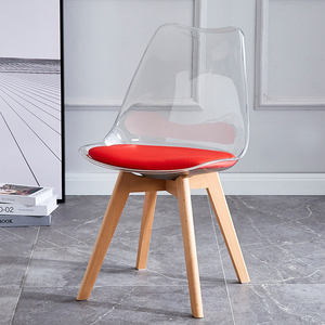 Meubles de salon modernes PP salle à manger <span class=keywords><strong>chaise</strong></span> tulipe <span class=keywords><strong>transparente</strong></span> <span class=keywords><strong>chaise</strong></span> <span class=keywords><strong>transparente</strong></span> PC siège et dossier PU coussin pieds en <span class=keywords><strong>bois</strong></span> de hêtre - Product Image 4