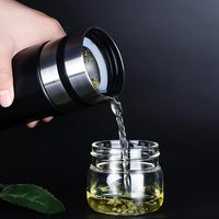 Bouteille à thé en verre avec infuseur - Tasse de voyage isotherme à double paroi en borosilicate avec filtre pour thé en vrac - Cadeaux