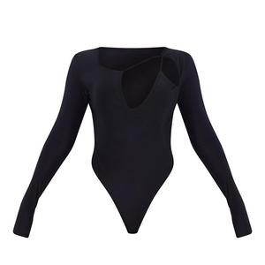 2023 nuovo Bodysuit nero modellante a maniche lunghe traspirante alla moda con cinturino Sexy attillato <span class=keywords><strong>tuta</strong></span> attillata da donna - Product Image 5