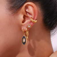 Gaovo Boucles d'oreilles créoles en acier inoxydable 316L plaqué or PVD 18K, épaisses, creuses, géométriques, bijoux d'oreille tendance pour femme
