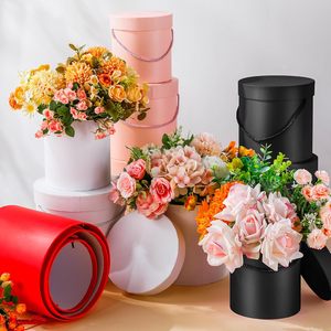 Boîtes cadeaux avec couvercles, 3 tailles/SET, boîtes rondes pour arrangements floraux, boîte à fleurs empilable avec poignée pour la Saint-Valentin, la fête des mères - Product Image 3