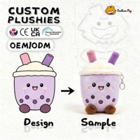 Peluches personnalisées très prisées : Peluches mignonnes Thé aux perles et boisson fraise, Peluches crème glacée personnalisées, Porte-clés peluche Boba personnalisé