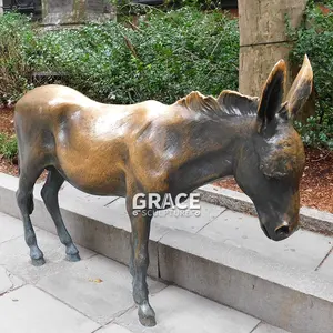 Garten Messing Tiers kulptur Mann Bronze Reiten Eine Esels tatue