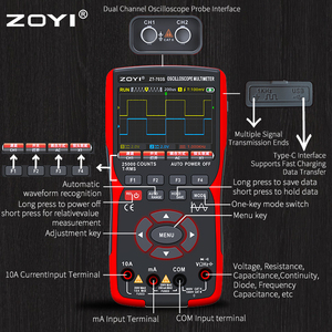 ZOYI ZT-703S ออสซิลโลสโคป 3in1 แบบสองช่องสัญญาณ + เครื่องกำเนิดสัญญาณ + มัลติมิเตอร์ แบนด์วิดท์ 50MHz - Product Image 3