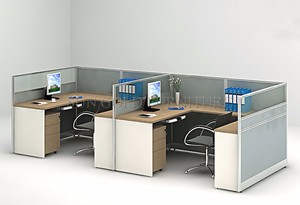 Escritorio de Oficina Minimalista <span class=keywords><strong>en</strong></span> Forma de Cruz para 4 Personas con Cajones de Almacenamiento - Product Image 4