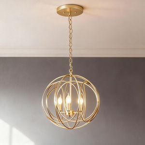 Tianzhen Chandelier Gold Ironwork 3-Head LED Pendant <b>Light</b> For Living Room Bedroom Hallway - Product Image 1