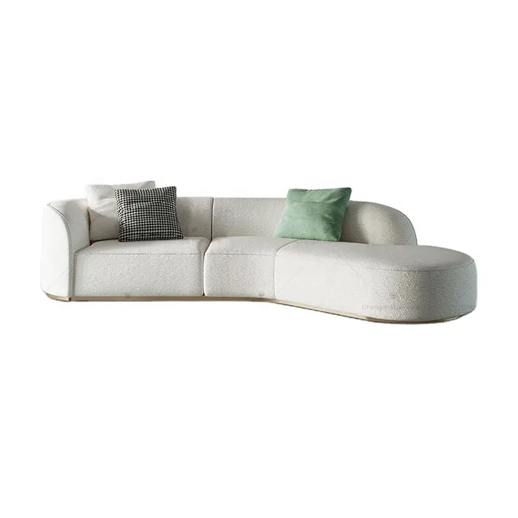 Foshan şehir mobilya İtalya kanepe oturma odası kumaş kanepe krem rengi deri kanepe mobilya