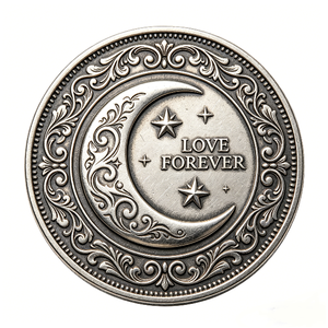Pièce de monnaie commémorative en métal personnalisée gravée, design lune et étoile, pour cadeaux, événements et promotions - Product Image 2